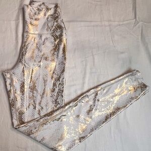 Carbon 38 Small Metallic Cream and Gold Leggings